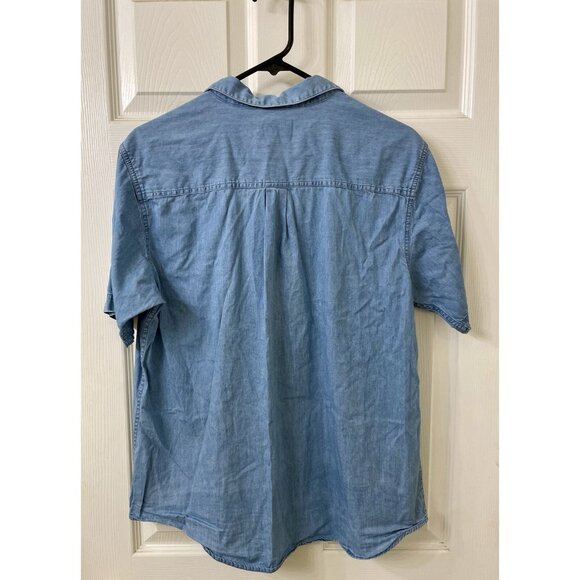 Cottagecore Floral Embroidered Denim Button Shirt Medium Vintage 90’s Mom Granny - Picture 7 of 7